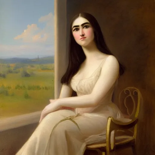 Prompt: sasha grey in an 1 8 5 5 painting by elisabeth jerichau - baumann. painting, oil on canvas