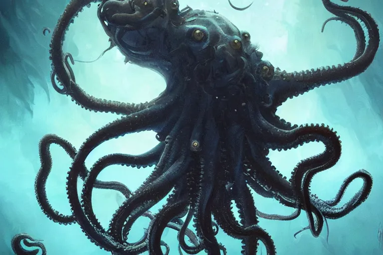 deep sea octopus beast, eldritch horror, character art | Stable ...