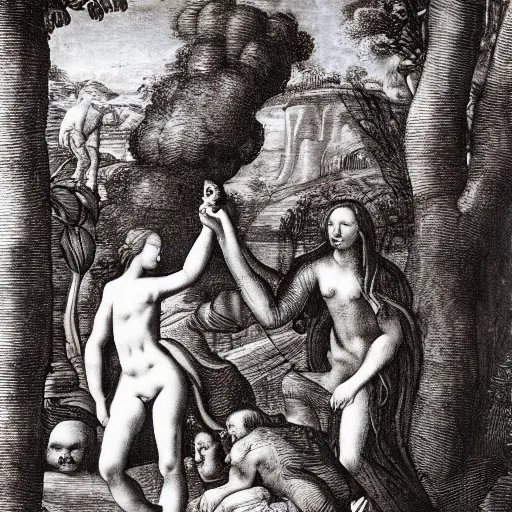 Prompt: adam and eve expulsion from paradise renaissance n 9
