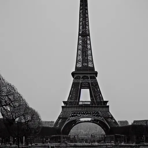 Image similar to a destroyed and deserted eiffel tower