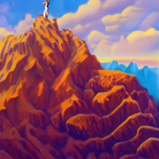 Image similar to mount olympus, oil and acrylic on canvas, surrealism, high detail