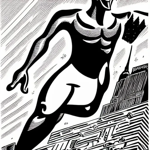 Prompt: mcbess illustration of the silver surfer in New York City