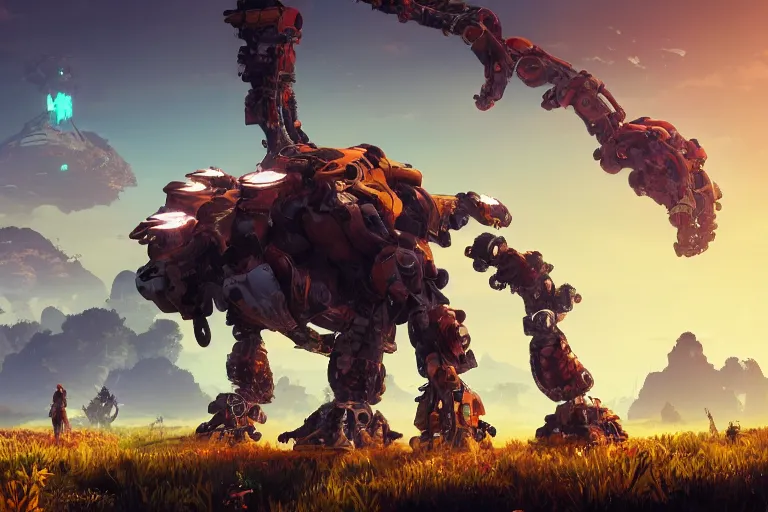 Image similar to shell - walker machine mecanical creature robot of horizon forbidden west horizon zero dawn bioluminiscence global illumination ray tracing hdr fanart arstation by ian pesty and alena aenami artworks in 4 k