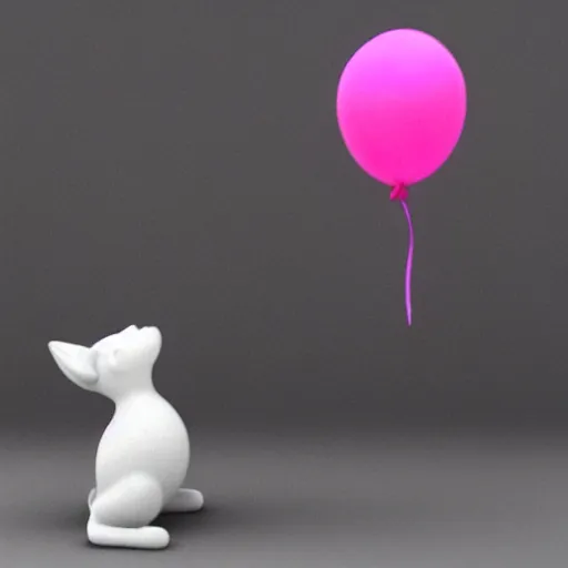 Image similar to 3 d render of a pink balloon dog in a violet room