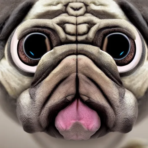 Image similar to A tardigrade with the eyes and mouth of a pug, national geographic-file-photograph, paywall-content, premium-award-winning, trending on artstation