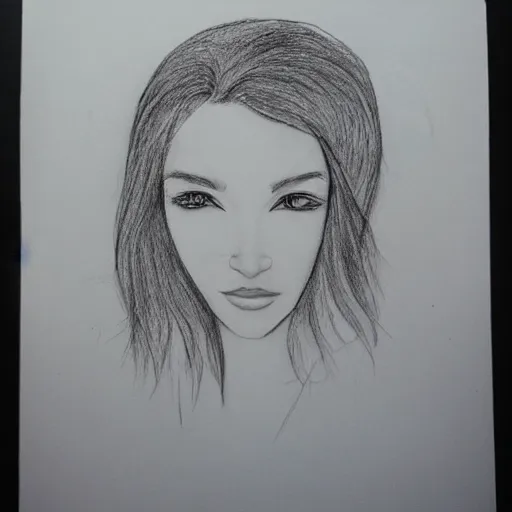 Prompt: a beautiful girl face faded with moutains, drawing