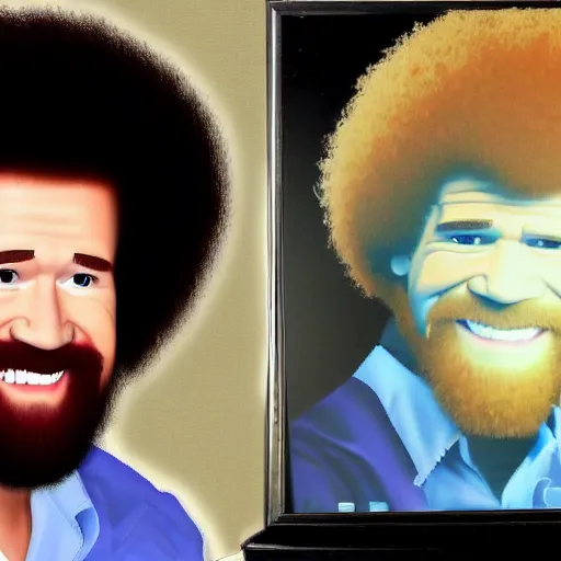 Prompt: bob ross painting bob ross in the style of bob ross