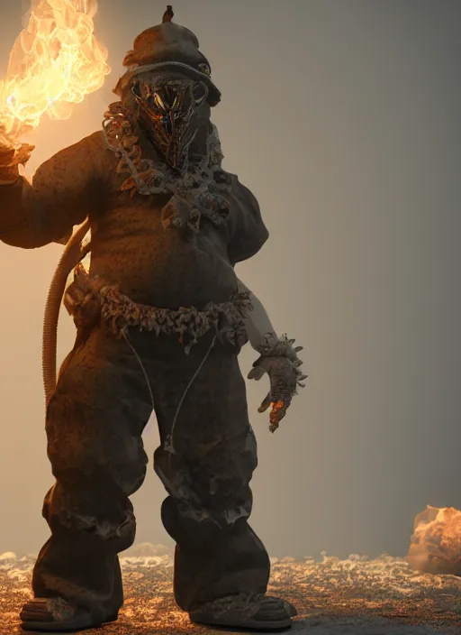 Image similar to a character design, concept art, a figure made of smoke, ornate, octane render, unreal engine 5, hyper - realistic, volumetric lighting, cinematic lighting, detailed, vray, 3 d ray - traced render