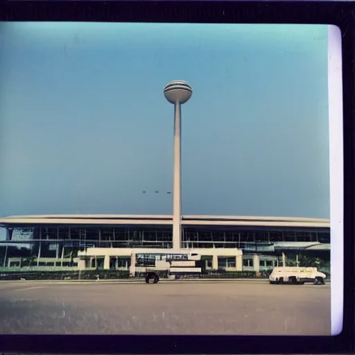 Image similar to polaroid photo of changi airport control tower