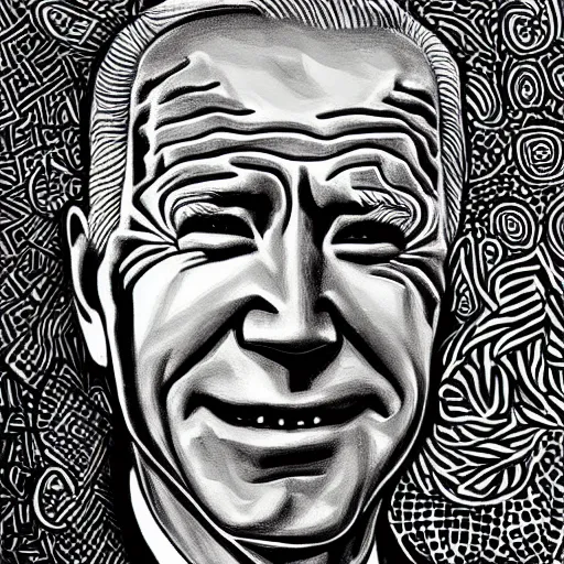 Image similar to joe biden face closeup, zentangle style