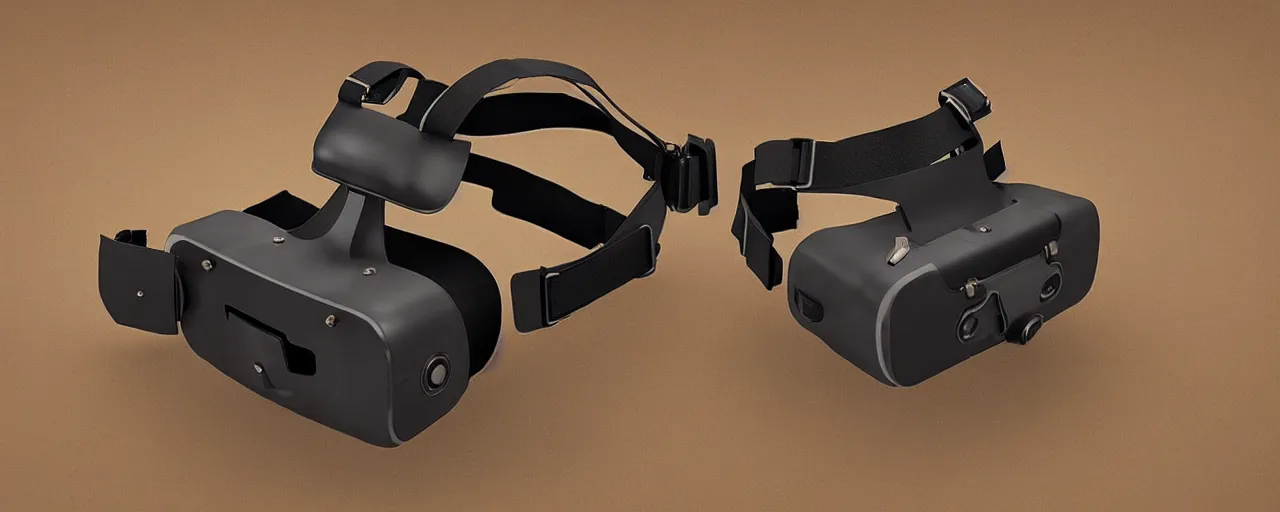 Image similar to advanced complex steampunk VR headset