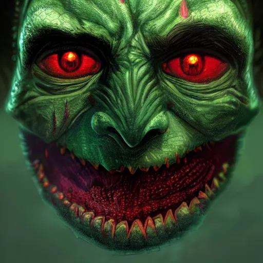 Prompt: bright, colorful, realistic, detailed from Elder Scrolls: shivering isles concept portrait eyeless green monster eyeless falmer backlighting, kodachrome, high contrast, highly detailed, sharp focus, digital painting, concept art, illustration, trending on artstation, comic book by Alex Ross and Adam Adamowicz cover art