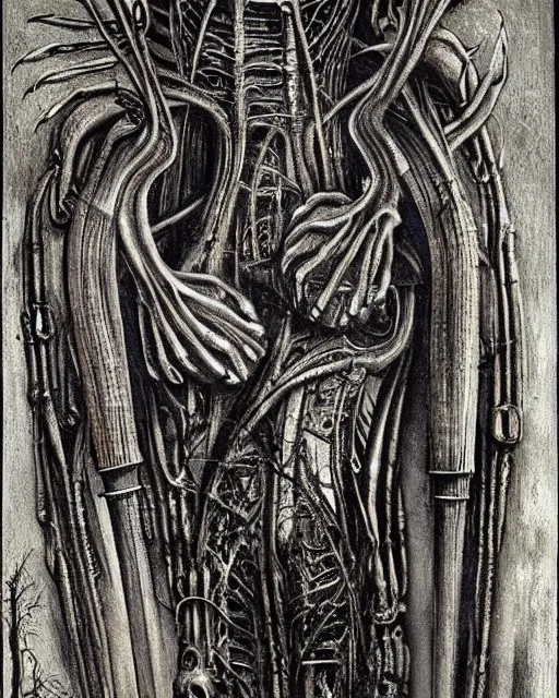 Image similar to artwork by hr giger