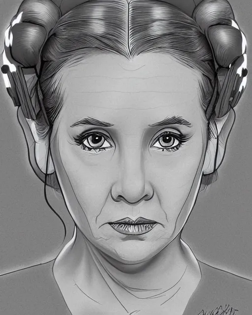 Image similar to princess leia in star wars, 1977, digital art drawing, cdx