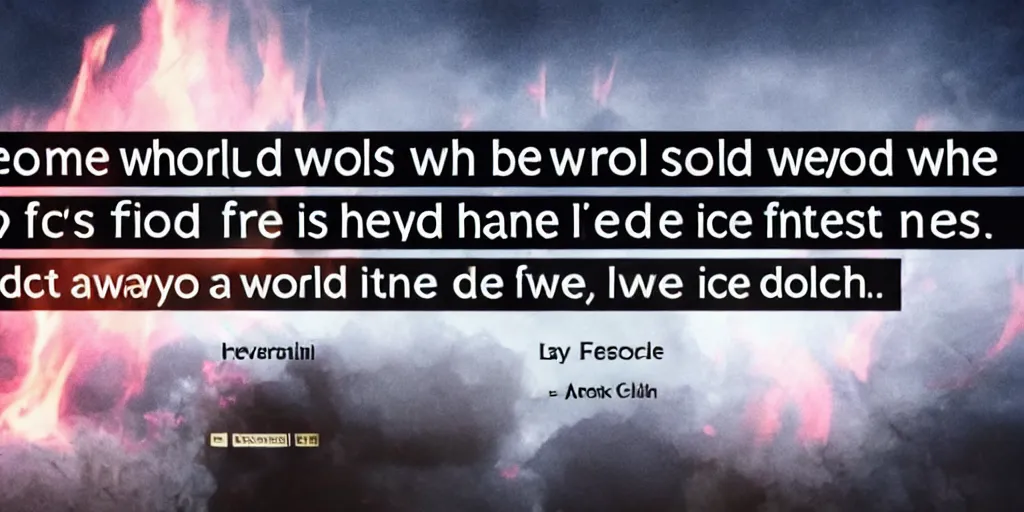 Image similar to some say the world will end in fire, some say in ice. from what i've tasted of desire i hold with those who favor fire. but if it had to perish twice, i think i know enough of hate to say that for destruction ice is also great and would suffice