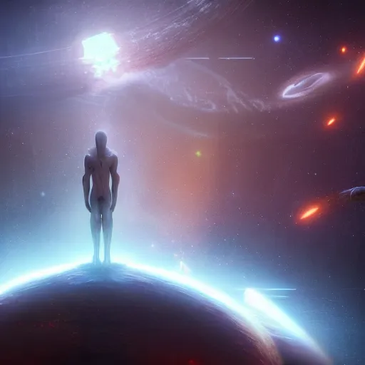 Image similar to an alien god creating the universe, cinematic, movie still, unreal engine 5