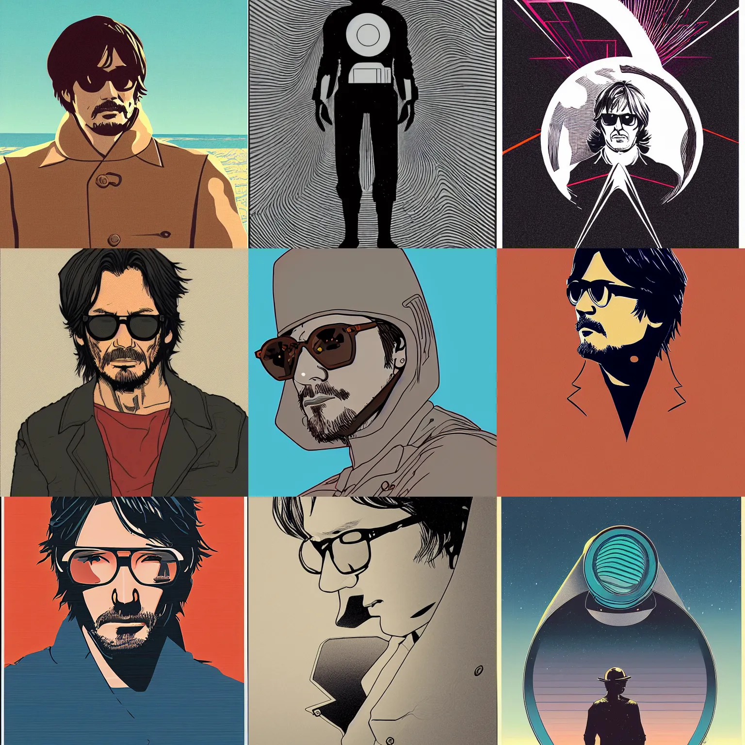 Prompt: hideo kojima retro minimalist portrait, moebius starwatcher, by jean giraud, 8 k