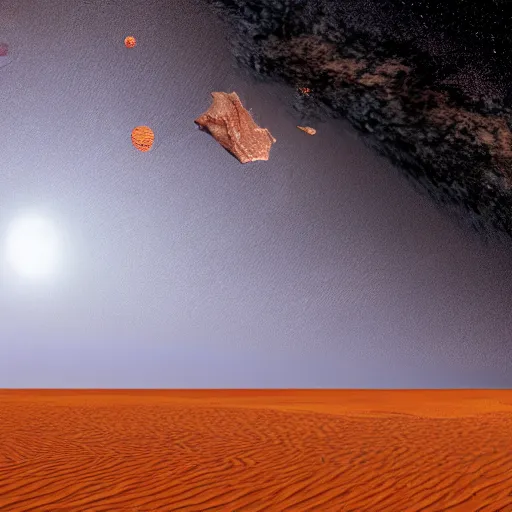 Prompt: desert landscape, a giant asteroid radar astronomy, styled by mike bierek, cinematic