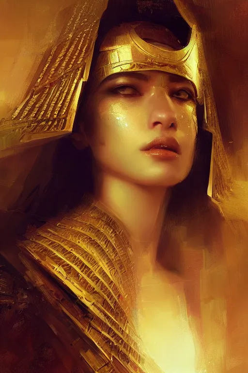 Prompt: egyptian princess, gorgeous, portrait, powerfull, intricate, elegant, volumetric lighting, digital painting, highly detailed, artstation, sharp focus, illustration, ruan jia