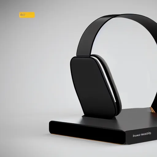 Image similar to wireless headphone stand, futuristic, techno, cyberpunk, product design, render, concept, fun, cute