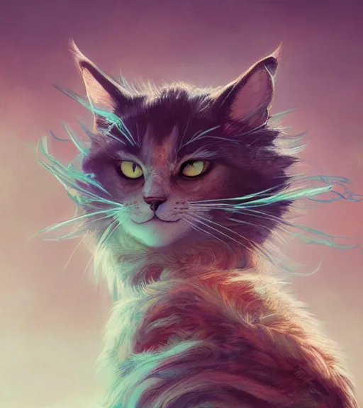Prompt: an epic fantasy comic book style portrait painting of a cat, studio ghibli, no red colour, unreal 5, daz, hyperrealistic, octane render, cosplay, rpg portrait, dynamic lighting, intricate detail, harvest fall vibrancy, cinematic