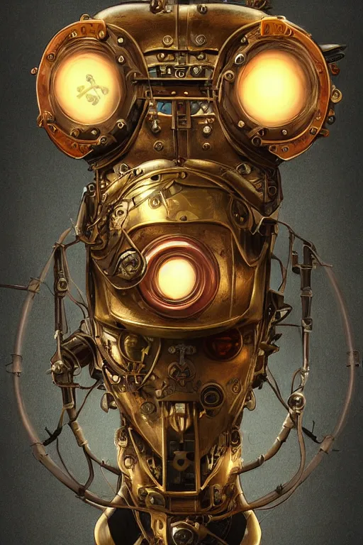 Image similar to steampunk helmet fantasy art mask robot ninja stylized digital illustration sharp focus, elegant intricate digital painting artstation concept art global illumination ray tracing advanced technology chaykin howard and campionpascale and cooke darwyn and davis jack