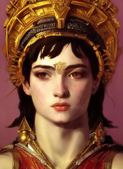 Image similar to portrait of an ancient roman character in incredible rich ornate armor, by ilya kuvshinov, by thomas lawrence, by bayard wu, trending on artstation, masterpiece