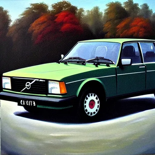 Image similar to volvo 240, oil painting, raphael high renaissance, stunning details