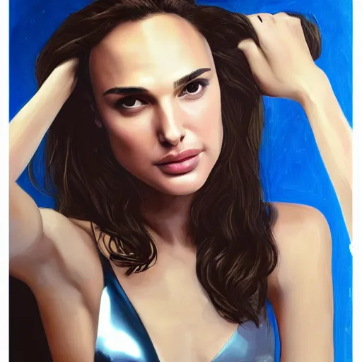 Image similar to portrait of gal gadot or natalie portman by greg ruthkowski