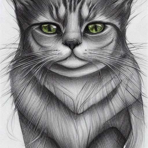Prompt: beautiful pencil drawing of a cat by the artist loish, flowy lines, done in procreate, very beautiful sketch by loish