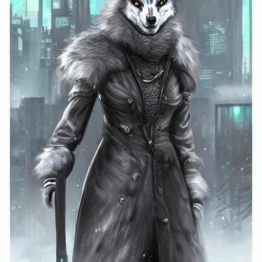 Image similar to winterfell cyberpunk wolves trending on arstation