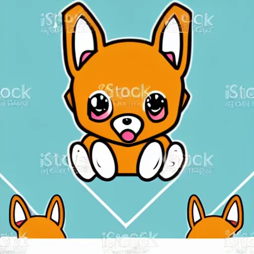 Image similar to anime puppy as an svg sticker, 2 d, flat, vector art