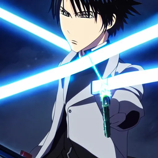 Levi Ackerman from Attack on Titan using lightsabers,, Stable Diffusion