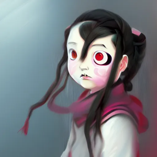 Prompt: Nezuko, very detailed, digital art, concept art, matte, futurism