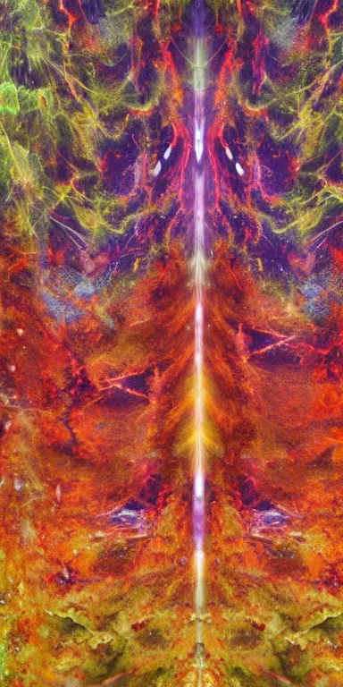 Prompt: cosmic folding in spacetime by marina apollonio, spooky autumnal colours