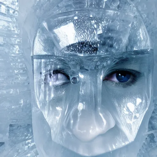 Image similar to see through clear sheet of ice sheet of ice in front of face face face behind ice face behind ice