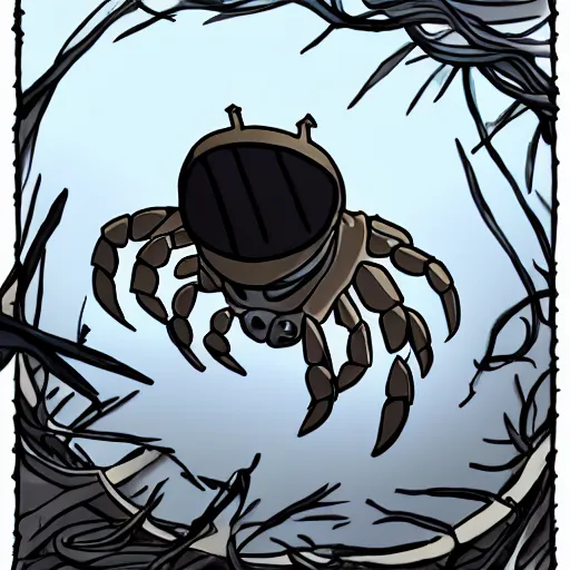 Image similar to a crab drawn as a Hollow Knight boss