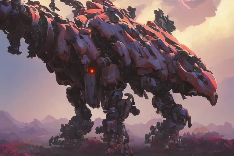 Image similar to scorcher machine mecha animal beast robot of horizon forbidden west horizon zero dawn bioluminiscence, behance hd by jesper ejsing, by rhads, makoto shinkai and lois van baarle, ilya kuvshinov, rossdraws global illumination