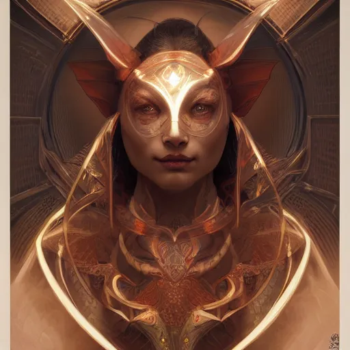 Image similar to symmetrical portrait of dragon, highly detailed, digital painting, artstation, concept art, sharp focus, cinematic lighting, illustration, art by artgerm and greg rutkowski, alphonse mucha