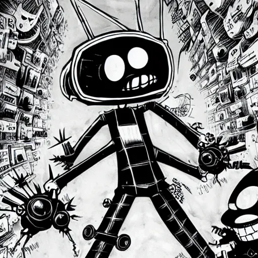 Image similar to Invader Zim!!!, in the style of artist Kim Jung Gi,