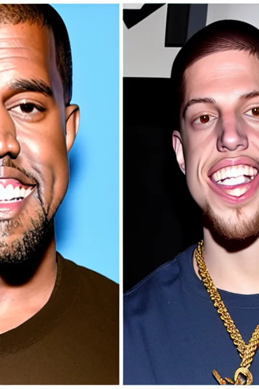 Image similar to kanye west and pete davidson celebrity death match