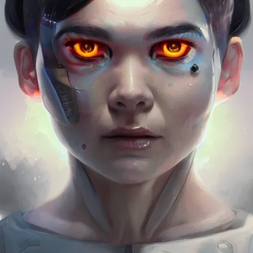 Image similar to cyborg bjork, portrait, highly detailed, digital painting, trending on artstation, concept art, sharp focus, illustration, art by artgerm and greg rutkowski and magali villeneuv