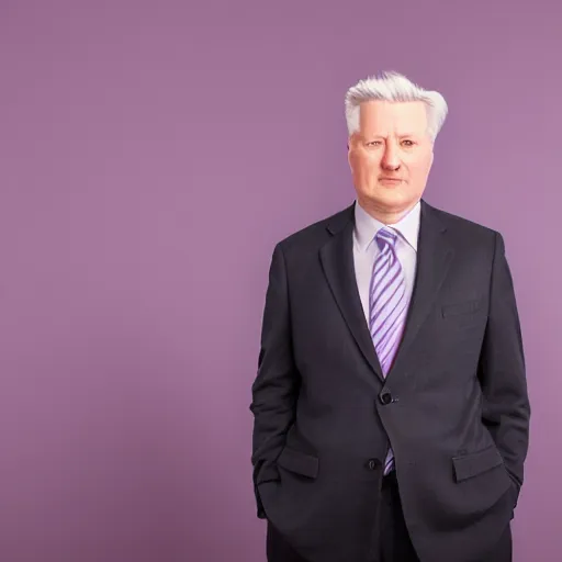 Image similar to augustus aloysius corporate portrait, senior sales marketing acquisitions ceo executive vp, purple green color scheme, professional studio lighting, hyperreal detailed lifelike facial features, corporate portraiture photographed by david lynch