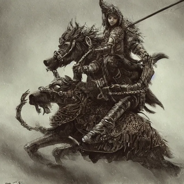 Image similar to young tsarevitch ivan riding on big grey wolf, slavic folk fairytale, story, fable, dramatic, fantasy art, an ultrafine detailed painting, academic art, ornate, inticate, elegant, sharp focus, artstation, by pavel korin, viktor vasnetsov