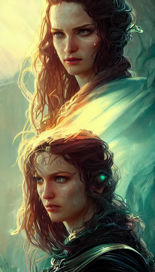 Image similar to furious gorgeous woman, lord of the rings, cyberpunk, neon, fibonacci, sweat drops, insane, intricate, highly detailed, digital painting, artstation, concept art, smooth, sharp focus, illustration, Unreal Engine 5, 8K, art by artgerm and greg rutkowski and alphonse mucha