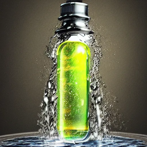 Prompt: a waterfall in a bottle, digital art trending on artstation