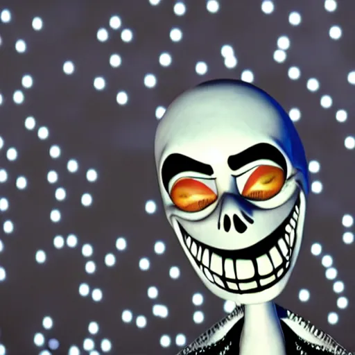 Prompt: pete davidson as jack skellington, high definition, nighttime, high detailed, movie still,