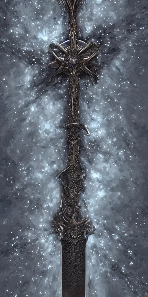 Image similar to a sword made from metal of a dying star, intricate, highly detailed, digital painting, sharp focus, fantasy, magical