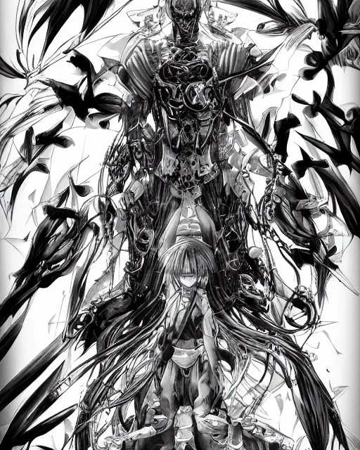 Image similar to god of death by Takeshi Obata 4k hyper detailed trending on artstation