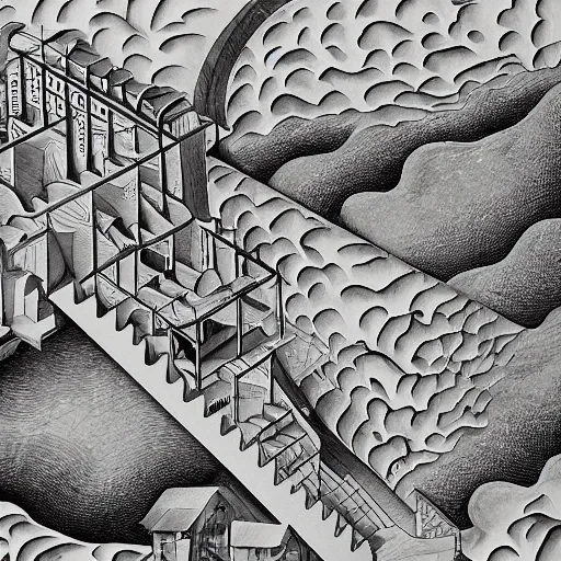 Image similar to Escher landscape
